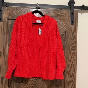 Old Navy Bright Red Cardigan Sweater